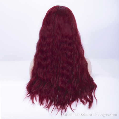 wholesale long water wave headband wig burdundy grey golden black color synhtetic hair headband wigs for black women